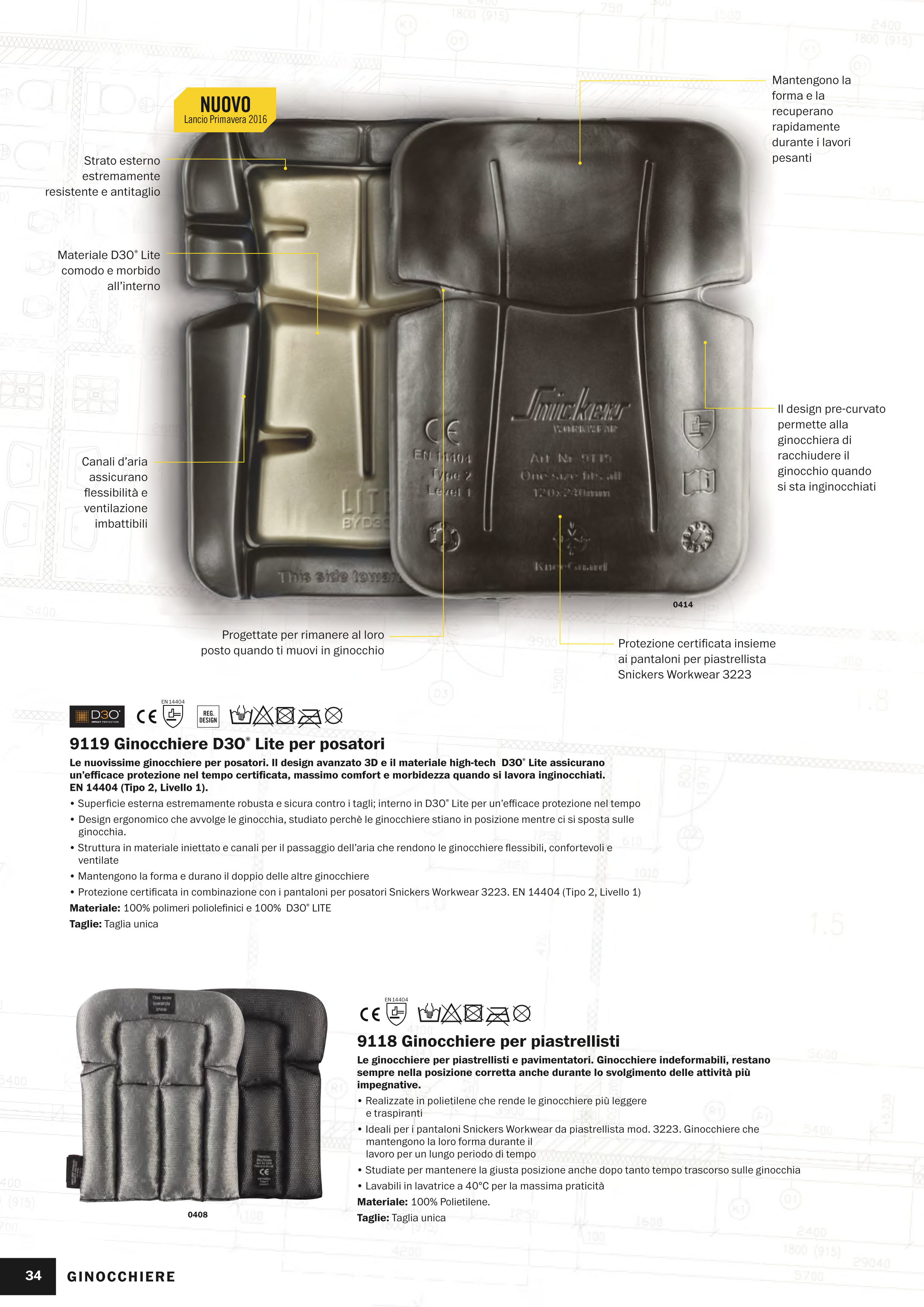 Ginocchiere per protezione lavoro Snickers 9110 (2pz) - Cod. 91100604000 -  ToolShop Italia